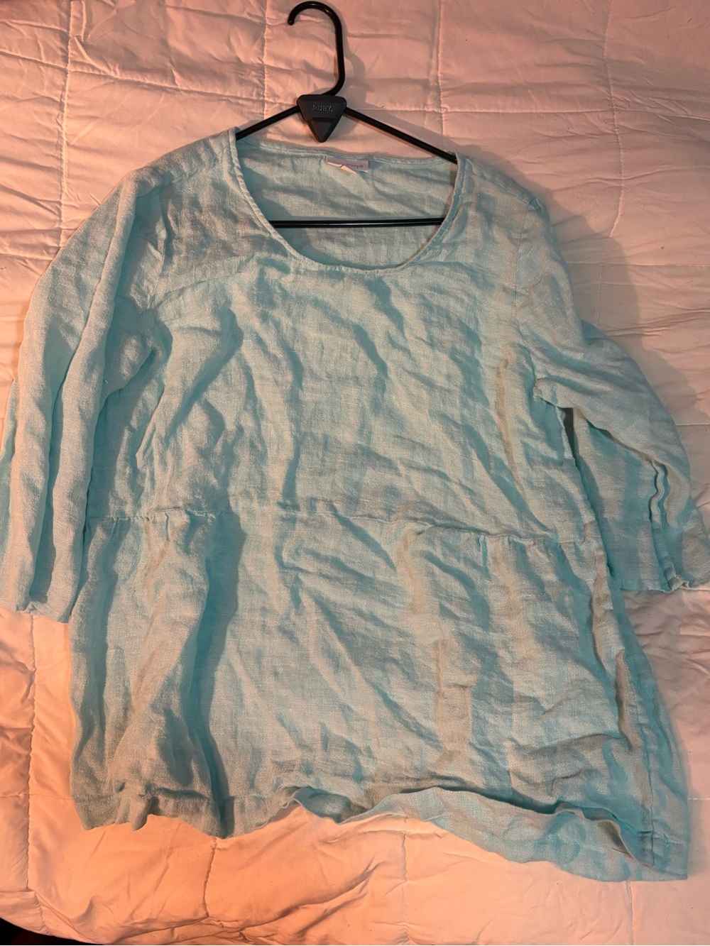 J. Jill Light Blue Embroidered Striped Cotton Blouse - Picture 2 of 8